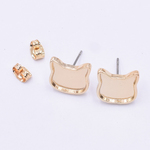 送料無料10個 ピアスパ-ツ  猫の頭を ゴールド 12x13mm  m'j033