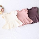 アッシュプラム/peplum  puffsleeve 