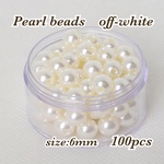 6mm 100個☆オフホワイト☆パールビーズ
