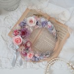 母の日ギフト  バラとカーネーションの刺繍枠アレンジ　18㎝　pink/lavender 