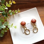 レトロwood×double ring:ピアスorイヤリング