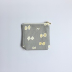 【オーダー品】大人かわいいchibiポーチ・グレーリボン ・マチ付き