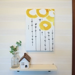 イエローサークルのファブリックパネル  45cm×30cm 