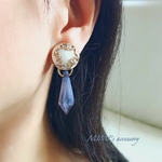 2way❣️アンティークカボションとダイヤドロップ イヤリング