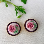 刺繍ブローチ2.0 ピンクのバラ
