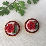 刺繍ブローチ2.0 紅いバラ