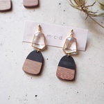 tow tone wood×glass pierce bk