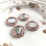 数量限定！希少★  4点  インド刺繍パーツ  ピンクミラー    i022-6