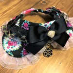 犬・猫の首輪　28～31　cocoちゃんリボンチョーカー　薔薇・ブラック・ハート・カメリア