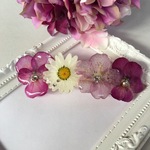 ビオラと桜の押し花バレッタ
