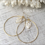 florencewink様専用新作♡パールリーフフープピアス、14kgf 、イヤリング、樹脂フック