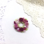  小さな リース薔薇 樹脂 粘土  1