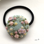 Happy garden 刺繍ヘアゴム ブローチへ変更可能