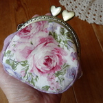＜がんちゃん様専用＞ころんとミニハートひねりがま口（ピンク系薔薇とドット）