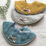 刺繍入れ可🎀ダブルガーゼのふわふわサークルスタイ