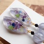 紫陽花風パープルフラワーピアス、イヤリング