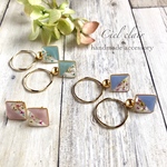 Flower square&フープピアス/ノンホールピアス