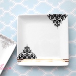 ポーセラーツ★ダマスク柄のスクエアプレート