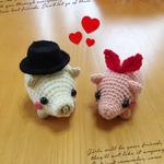 あみぐるみ❤️仲良しカップルブタちゃん🐽