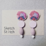 mistyrose×lavender刺繍ピアス