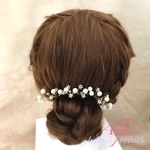 小枝アクセサリー 結婚式 ヘアアクセサリー お呼ばれ パール 小枝 ウェディング ブライダル かすみ草 風 Uピン