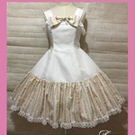 GW特別価格♪1点物*プリンセスライン ジャンパースカート★オフ白×ピンク薔薇柄(即納品)