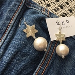 シルバーお星様×コットンパールピアス・イヤリング