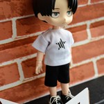 オビツ11 アウトフイット  ハーフパンツTセット(白シマシマ星)