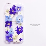 ＊ブルービオラの押し花スマホケース＊