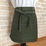 大人 カーキ カフェエプロン