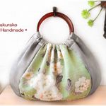 ラスト1点【新】ふっくらはんなり◆着物リメイクバッグ◆淡緑に銀4
