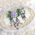 紫陽花　　4wayツインブローチ　ブルーパープル