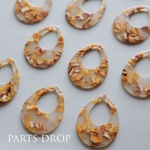 再販(( 4pcs )) 32×28mm ティアドロップ べっ甲調 アクリルパーツ〔CH-062YE〕