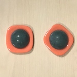RETRO ORANGE GREEN SQUARE CABOCHONS
