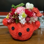 母の日・クマちゃんの花帽子