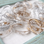 New！２８個★スプレープリント　アクリル楕円リング　ゴールド&シルバー　レジン枠にも