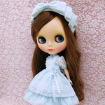 水色ギンガムチェックワンピースセット②