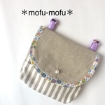 コットリネンの花柄移動ポケット✳︎パール付き