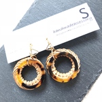 ラタン × べっ甲 ピアス イヤリング 