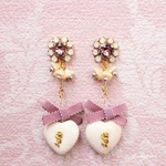 ロマンティックピンクビジューピアス/イヤリング 　R422