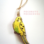 セキセイインコ(イエローハルクイン)の刺繍バッグチャーム