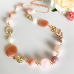 ＊サーモンピンク♡ロングネックレス*✧