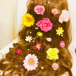 ♡送料無料♡ラプンツェル風髪飾り♡ヘアピンセット♡ピンク＆イエロー23本セット