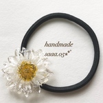 ドライフラワー ❁︎ クリア×ノースポール ✱︎ヘアゴム