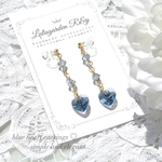 白トップスに合わせて♡blue heart earrings  イヤリング　樹脂イヤリング　樹脂ノンホールピアス 　R&y132