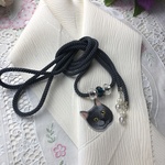 908半襟&帯留め付き帯締め 正絹✨猫見っけ