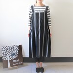 かぶって楽ちんエプロンを播州織りで。