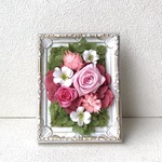 薔薇のフレームアレンジ♪桃色プリザーブドフラワー花母の日ブリザードフラワー結婚式誕生日プリザ薔薇プレゼント誕生日バラギフト花器サプライズ 結婚祝い退職祝い卒業祝い