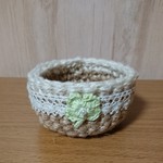 クローバー付き麻の小物入れ♪