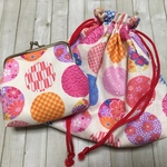 ＊SALE＊【花鞠】巾着・がま口ポーチセット